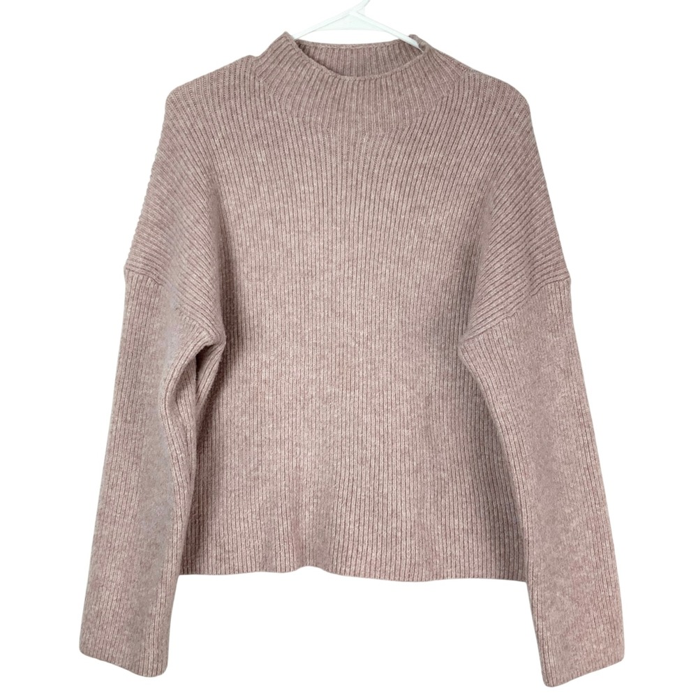 Abercrombie & Fitch Mauve Pink Ribbed Sweater S Pullover Mock Neck Long Sleeve